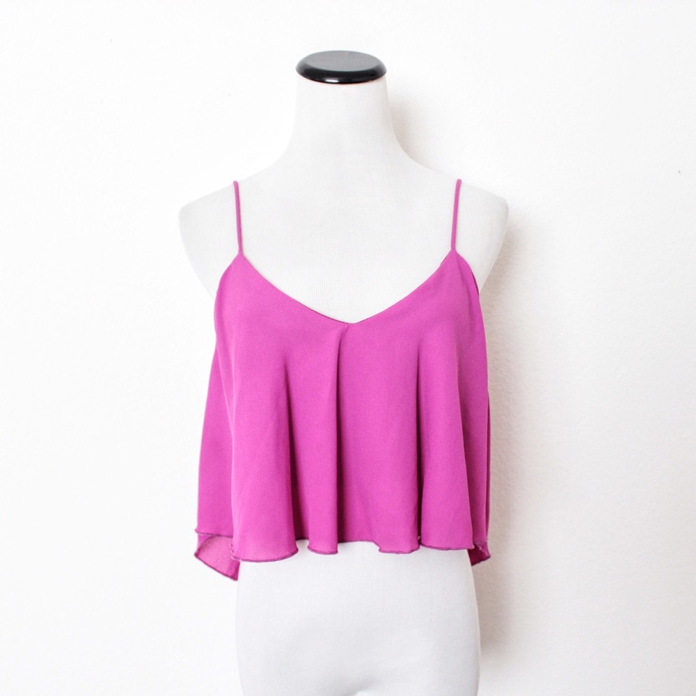 Necessary Clothing Fuchsia Sheer Backless Crop Top